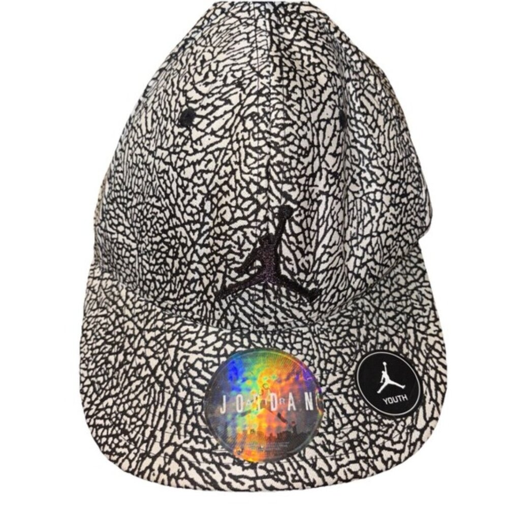 Air Jordan Youth Snapback Hat Black & White Speckled